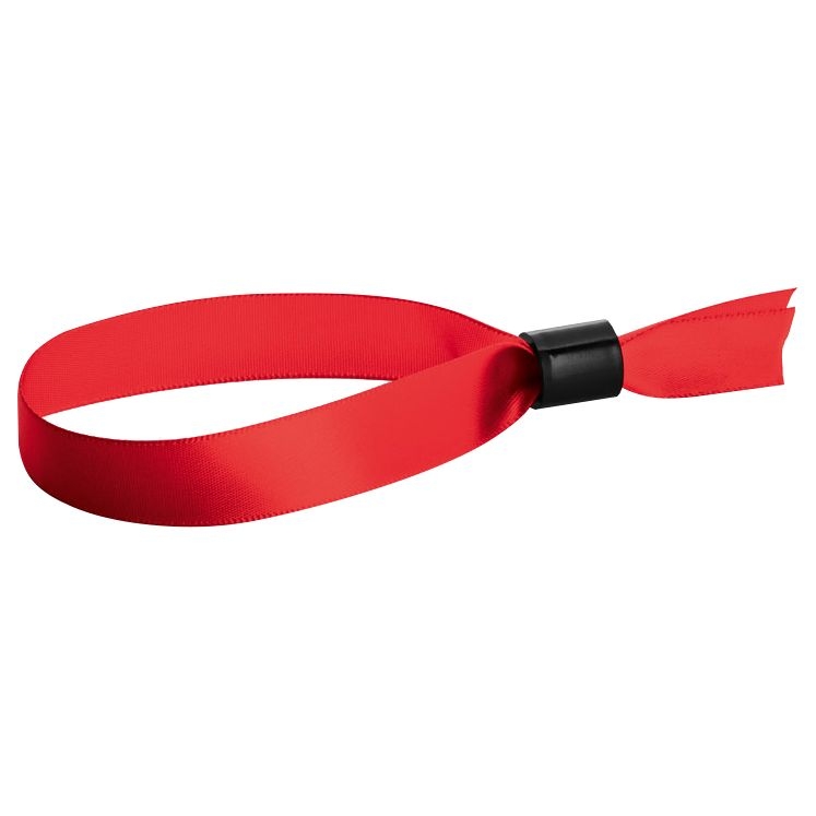 Несъемный браслет Seccur, красный, красный, лента - полиэстер, атлас; фиксатор - пластик