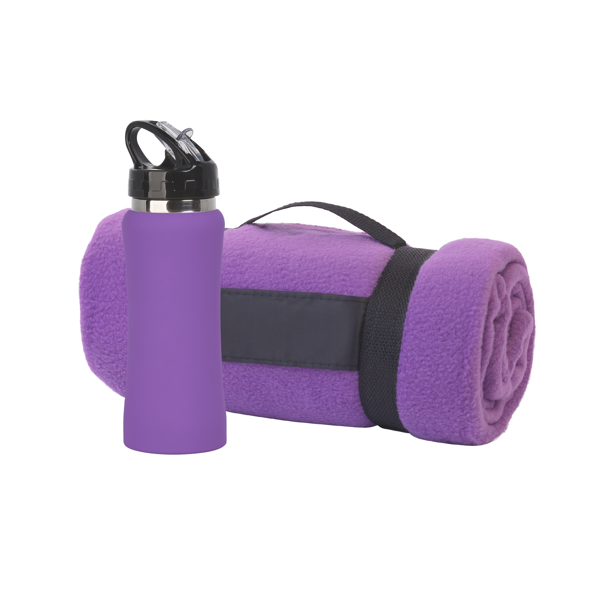 Набор подарочный "Спортивная пауза", фиолетовый, нержавеющая сталь/soft touch/флис