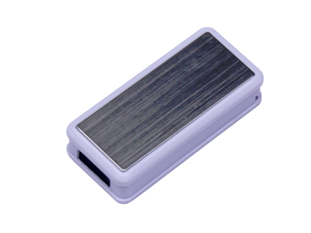 USB 2.0- флешка промо на 64 Гб прямоугольной формы, выдвижной механизм, белый, пластик