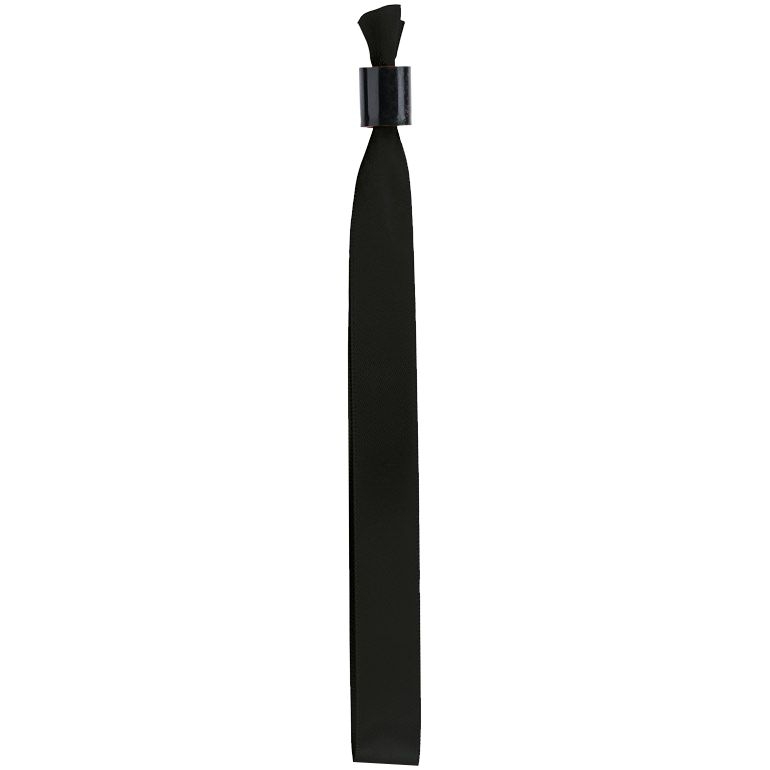 Несъемный браслет Seccur, черный, черный, лента - полиэстер, атлас; фиксатор - пластик