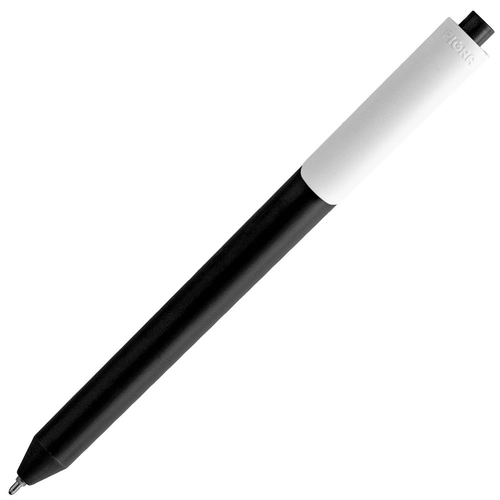 Ручка шариковая Pigra P03 Mat, черная с белым, черный, белый, пластик