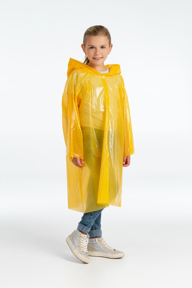 Дождевик детский, плащ непромокаемый грязезащитный. Желтый 070.