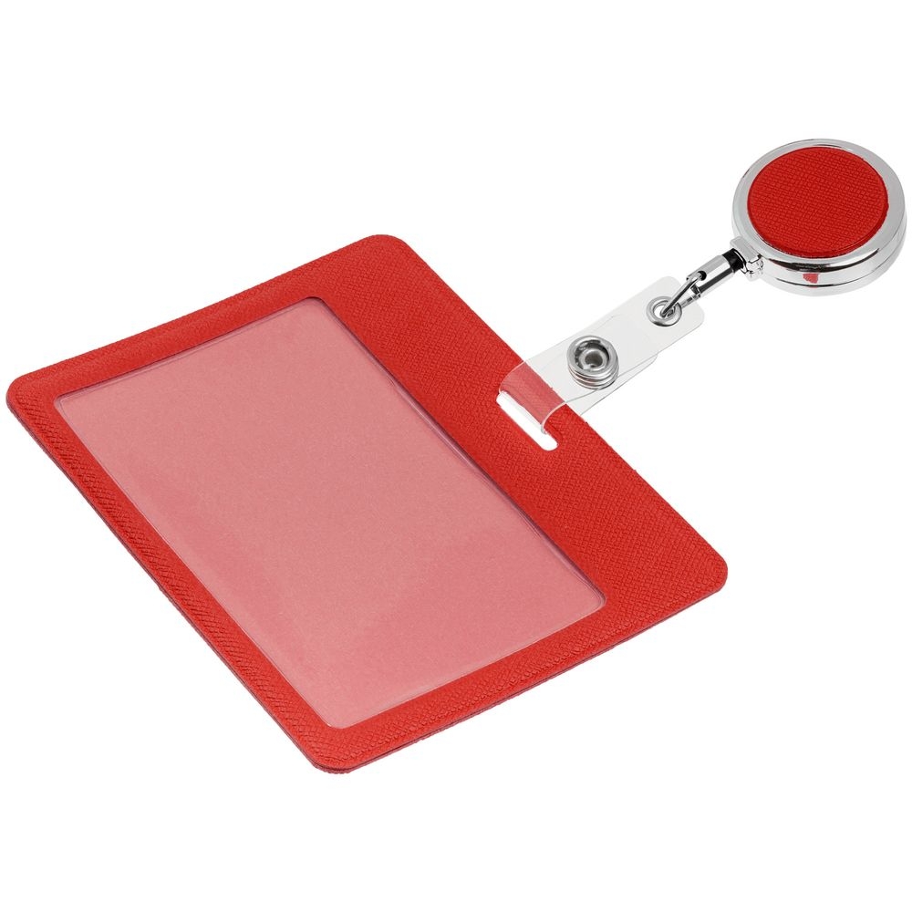 Чехол для карточки с ретрактором Devon, красный, красный, металл, кожзам