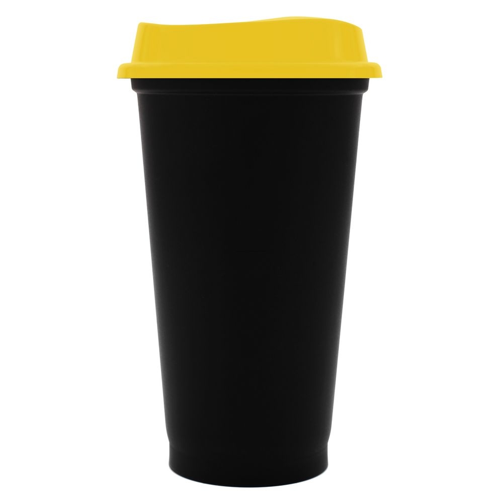 Стакан с крышкой Color Cap Black, черный с желтым, черный, желтый, полипропилен