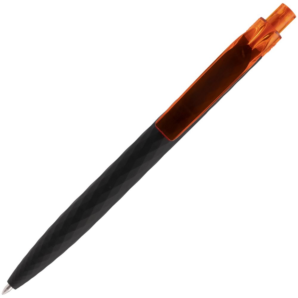 Ручка шариковая Prodir QS01 PRT-P Soft Touch, черная с оранжевым, черный, оранжевый, пластик; покрытие софт-тач