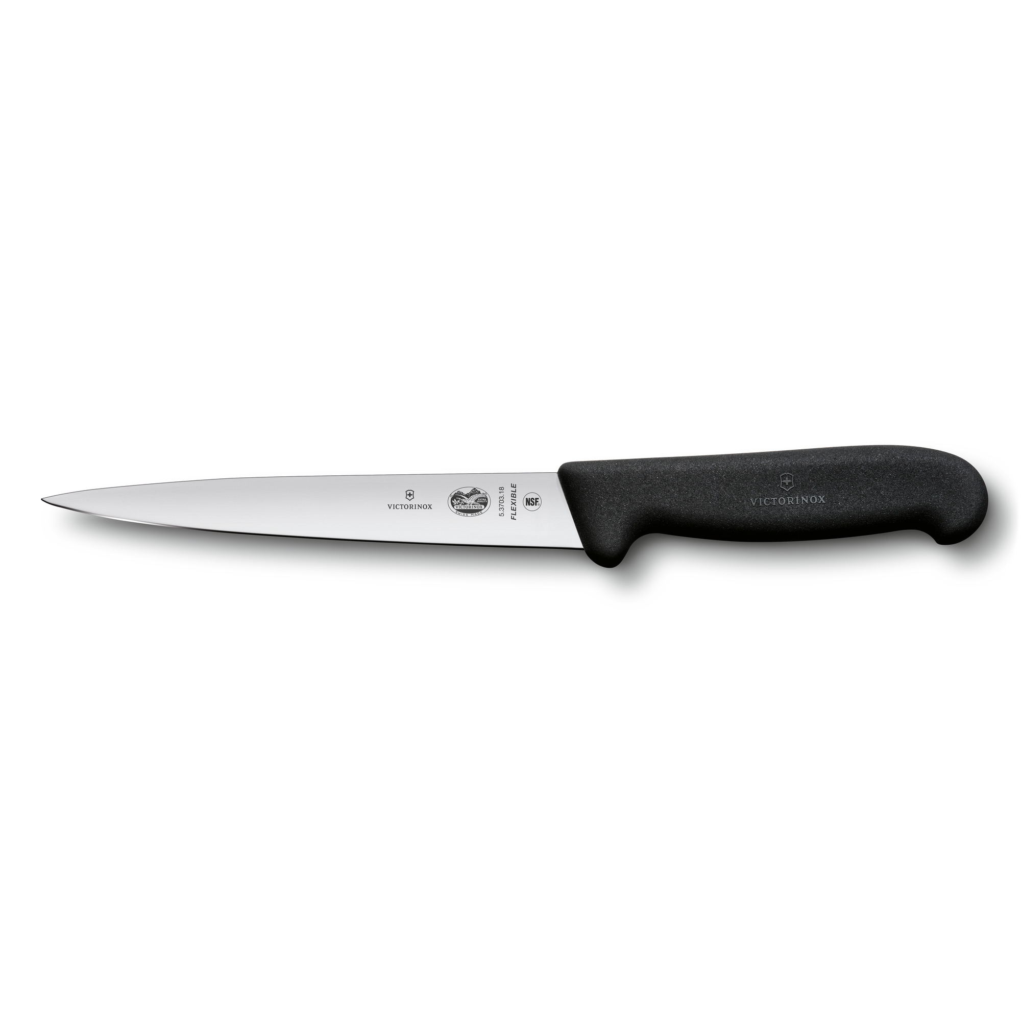 Нож филейный VICTORINOX Fibrox с гибким лезвием 18 см, чёрный, черный, термопластический эластомер (tpe)