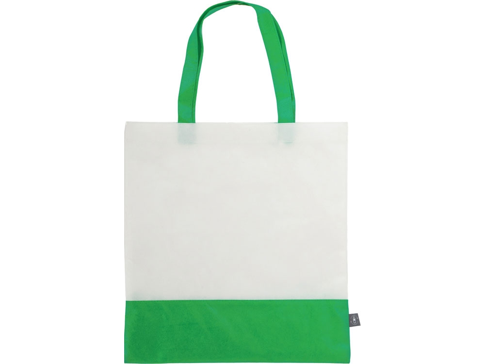 Сумка-шоппер двухцветная Reviver из нетканого переработанного материала RPET, зеленый, нетканый материал