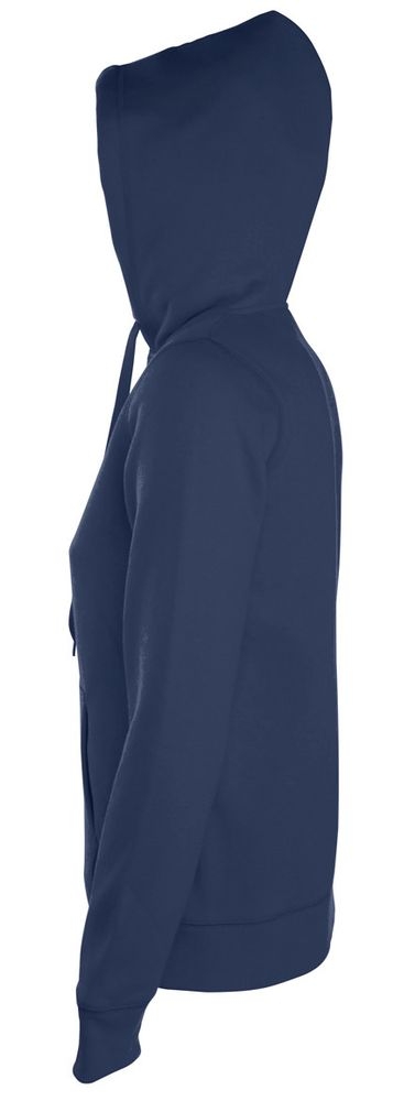 Толстовка женская на молнии с капюшоном Seven Women, темно-синяя, синий, полиэстер 50%; хлопок 50%, плотность 280 г/м²; мольтон