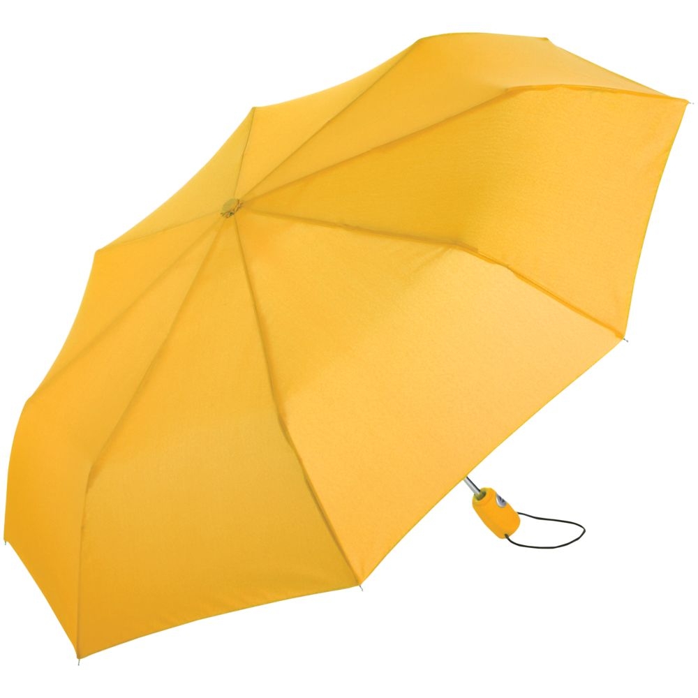 Зонт складной AOC, желтый, желтый, 190t; ручка - пластик, купол - эпонж, хромированная сталь, покрытие софт-тач; каркас - металл, стекловолокно