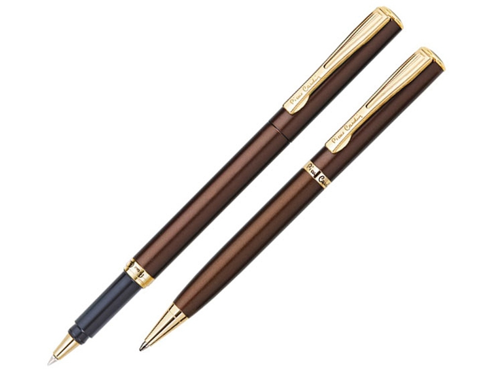 Набор «Pen and Pen»: ручка шариковая, ручка-роллер, черный, желтый, бронзовый, металл