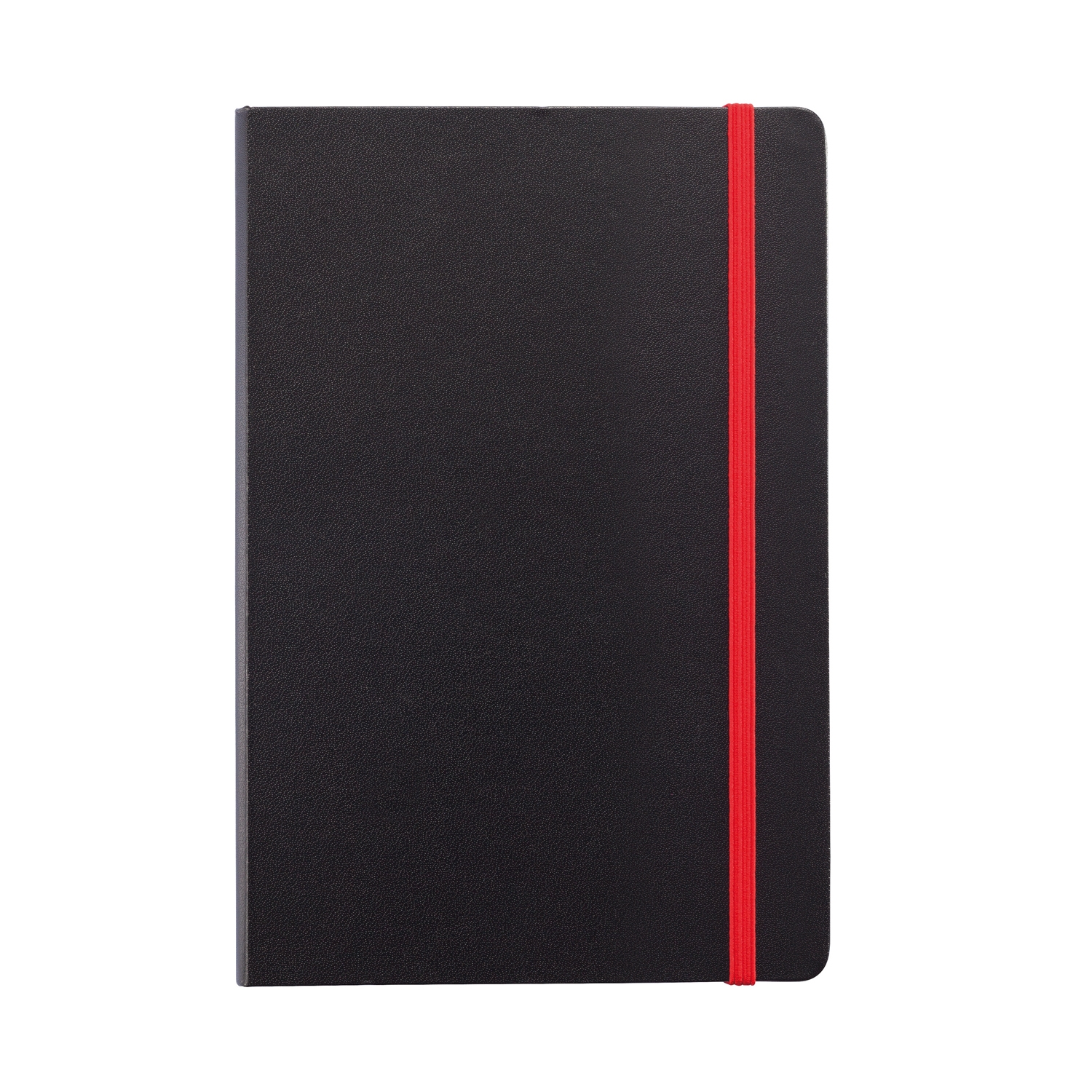 Блокнот на резинке с цветным срезом, А5, черный; красный, бумага