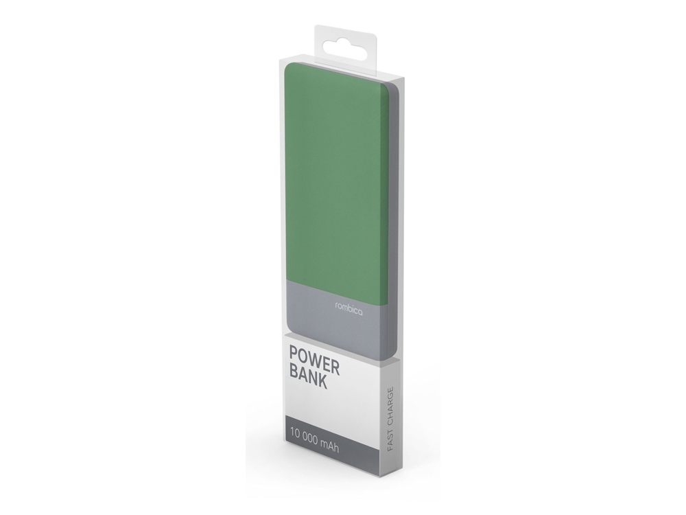 Внешний аккумулятор «NEO Charge 3C», 10000 mAh, зеленый, серый, soft touch