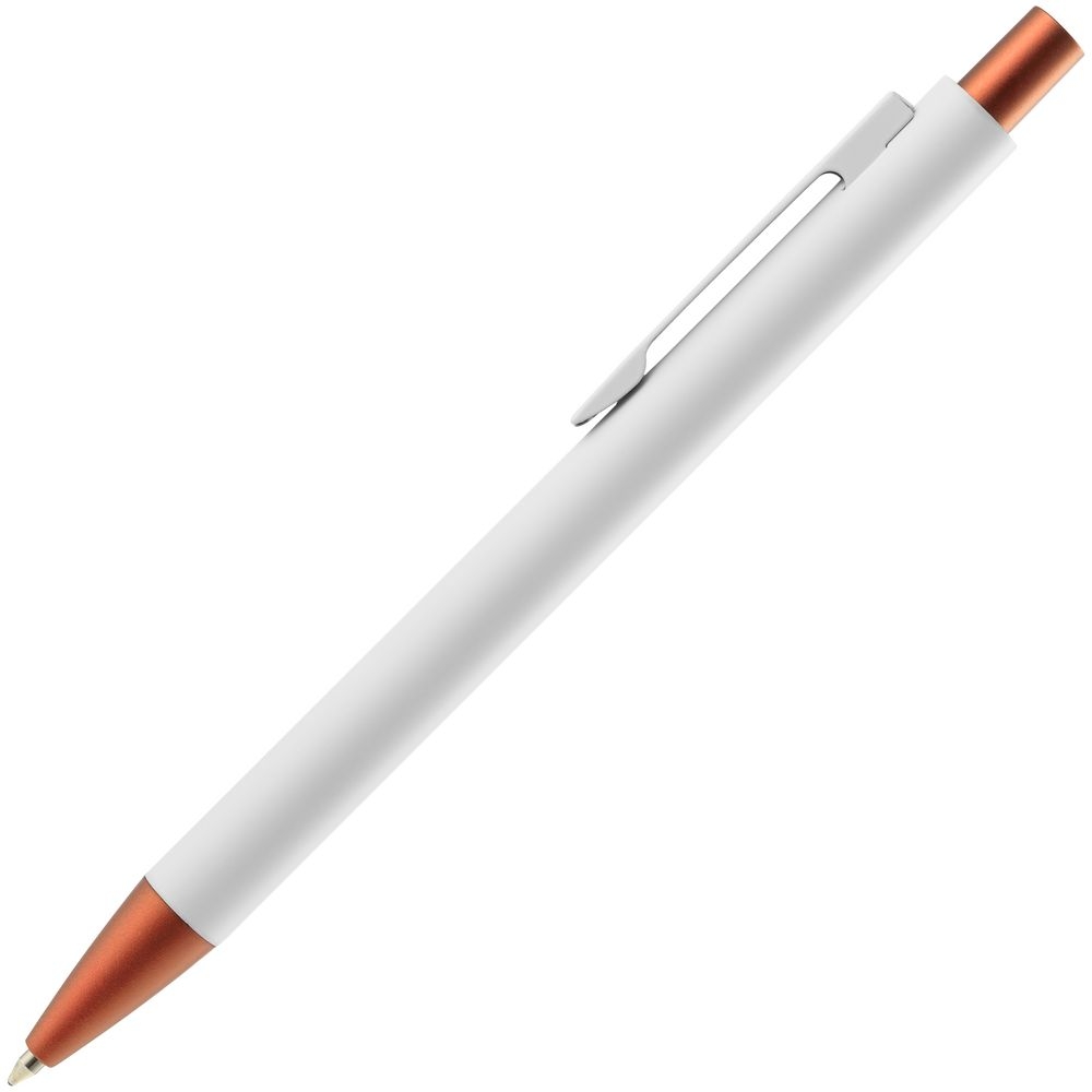 Ручка шариковая Chromatic White, белая с оранжевым, белый, оранжевый, металл