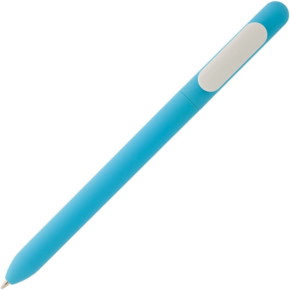 Ручка шариковая Swiper Soft Touch, голубая с белым, белый, голубой, пластик; покрытие софт-тач