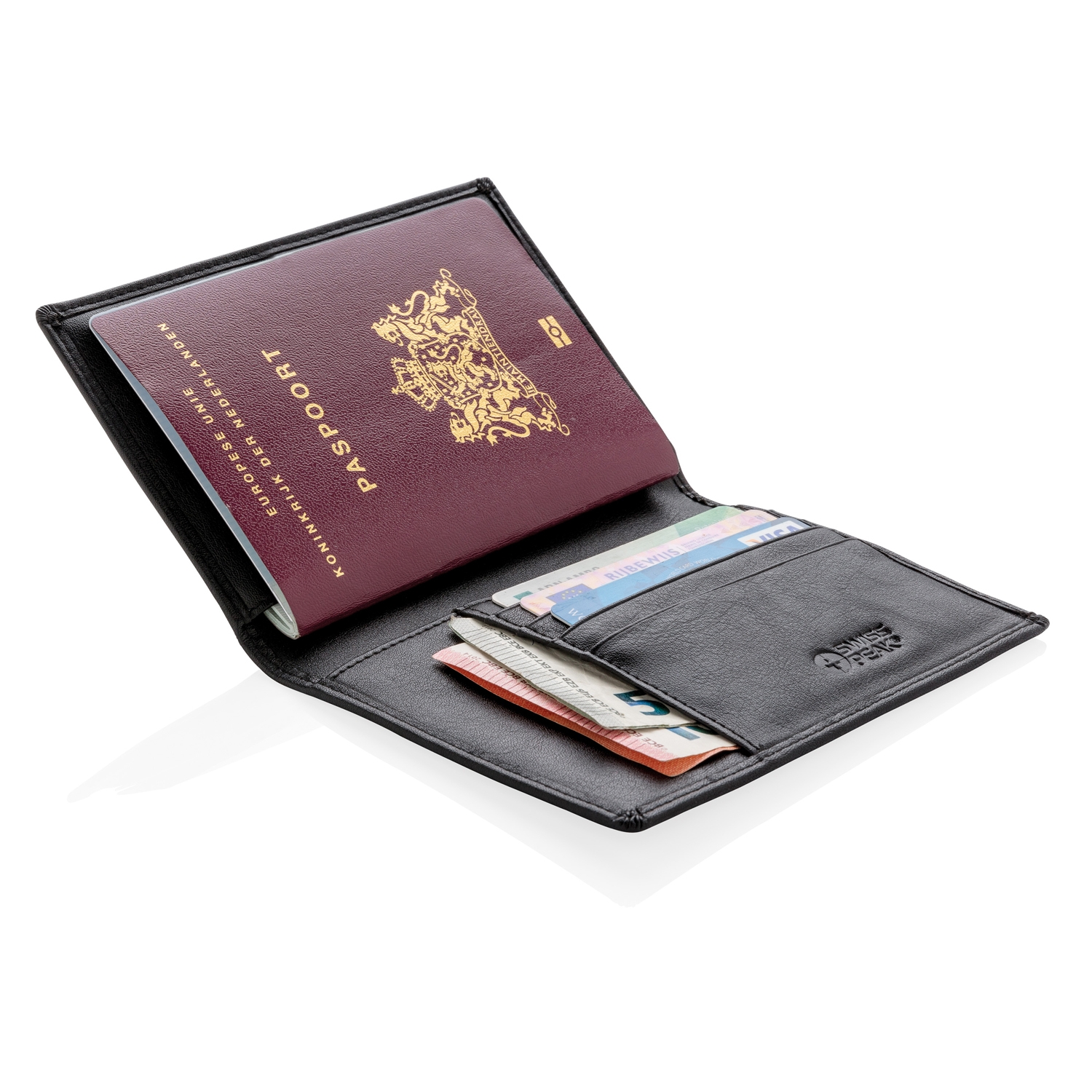 Обложка для паспорта Swiss Peak с защитой от сканирования RFID, черный, пластик