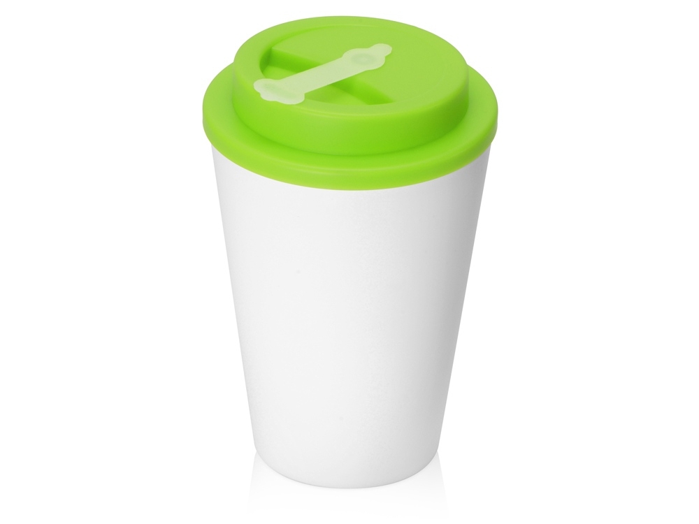 Пластиковый стакан с двойными стенками «Take away», зеленый, белый, пластик, силикон
