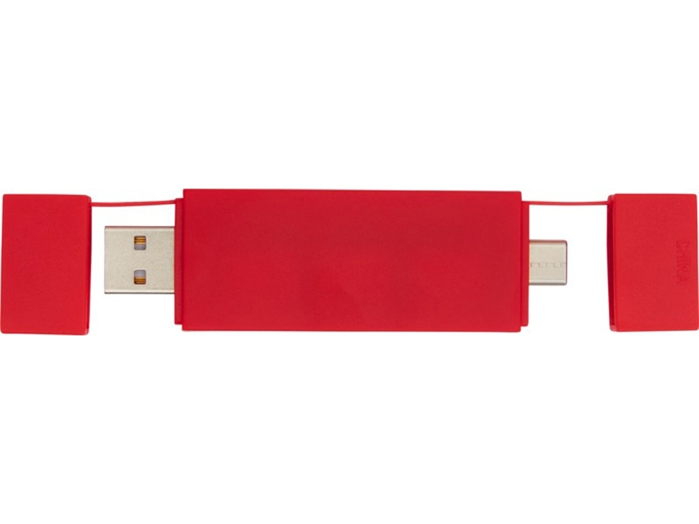 Двойной USB 2.0-хаб «Mulan», красный, пластик