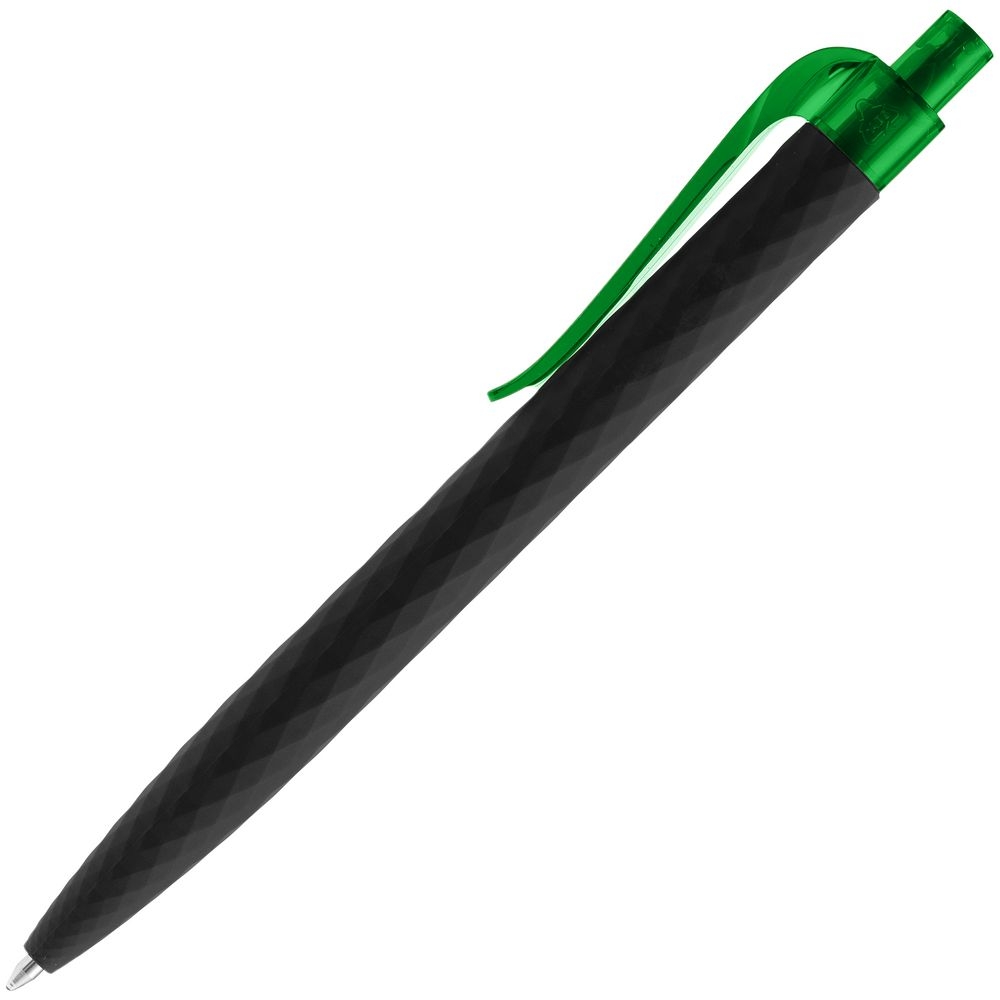 Ручка шариковая Prodir QS01 PRT-P Soft Touch, черная с зеленым, черный, зеленый, пластик; покрытие софт-тач