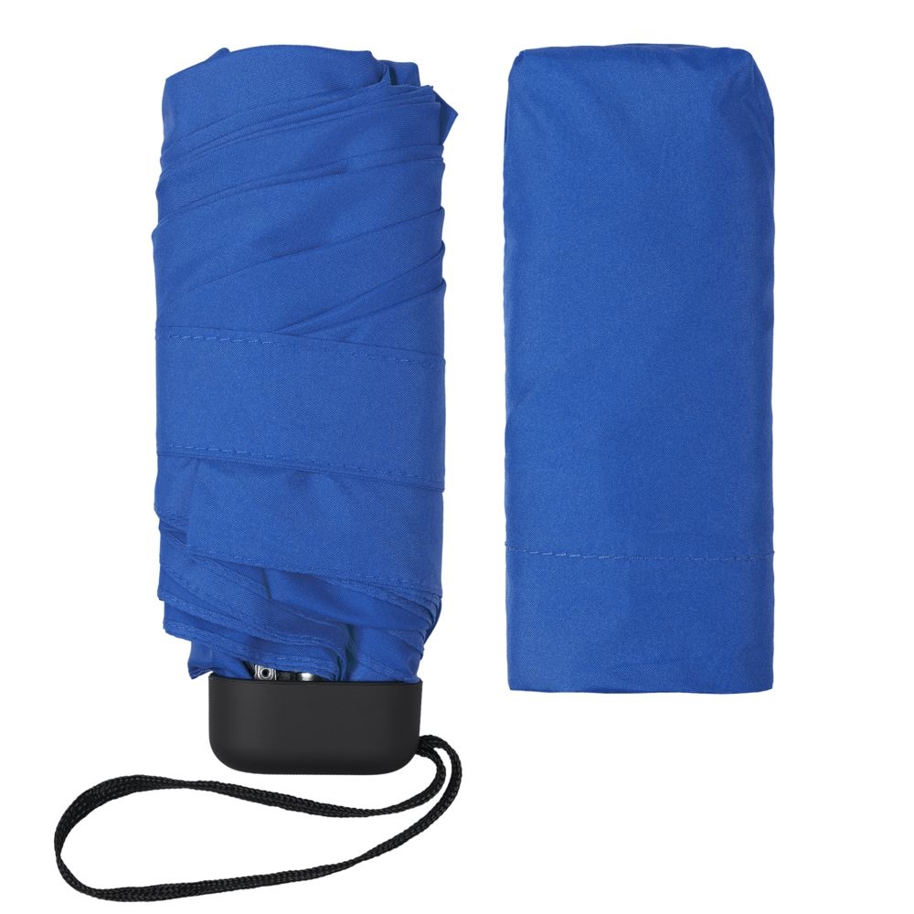 Зонт складной Five, синий, синий, купол - эпонж, алюминий, 190t; футляр - эва; ручка - пластик; спицы - металл