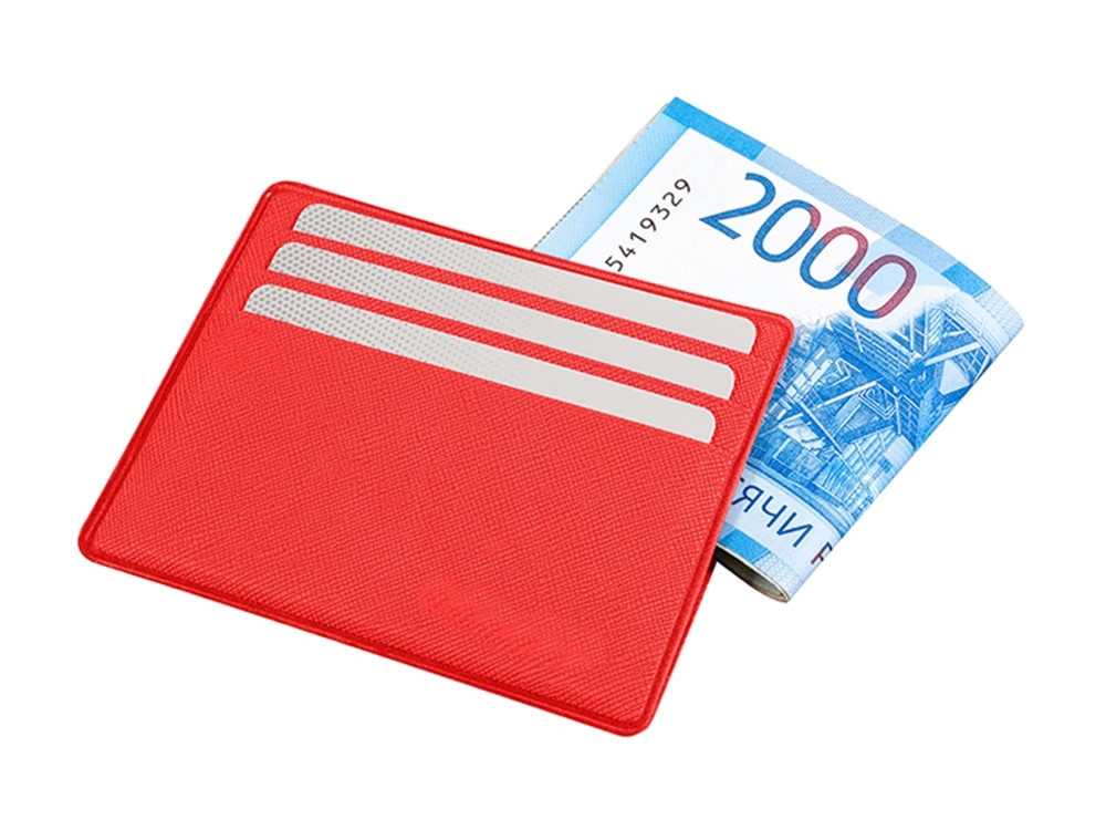 Картхолдер для 6 банковских карт и наличных денег «Favor», красный, кожзам