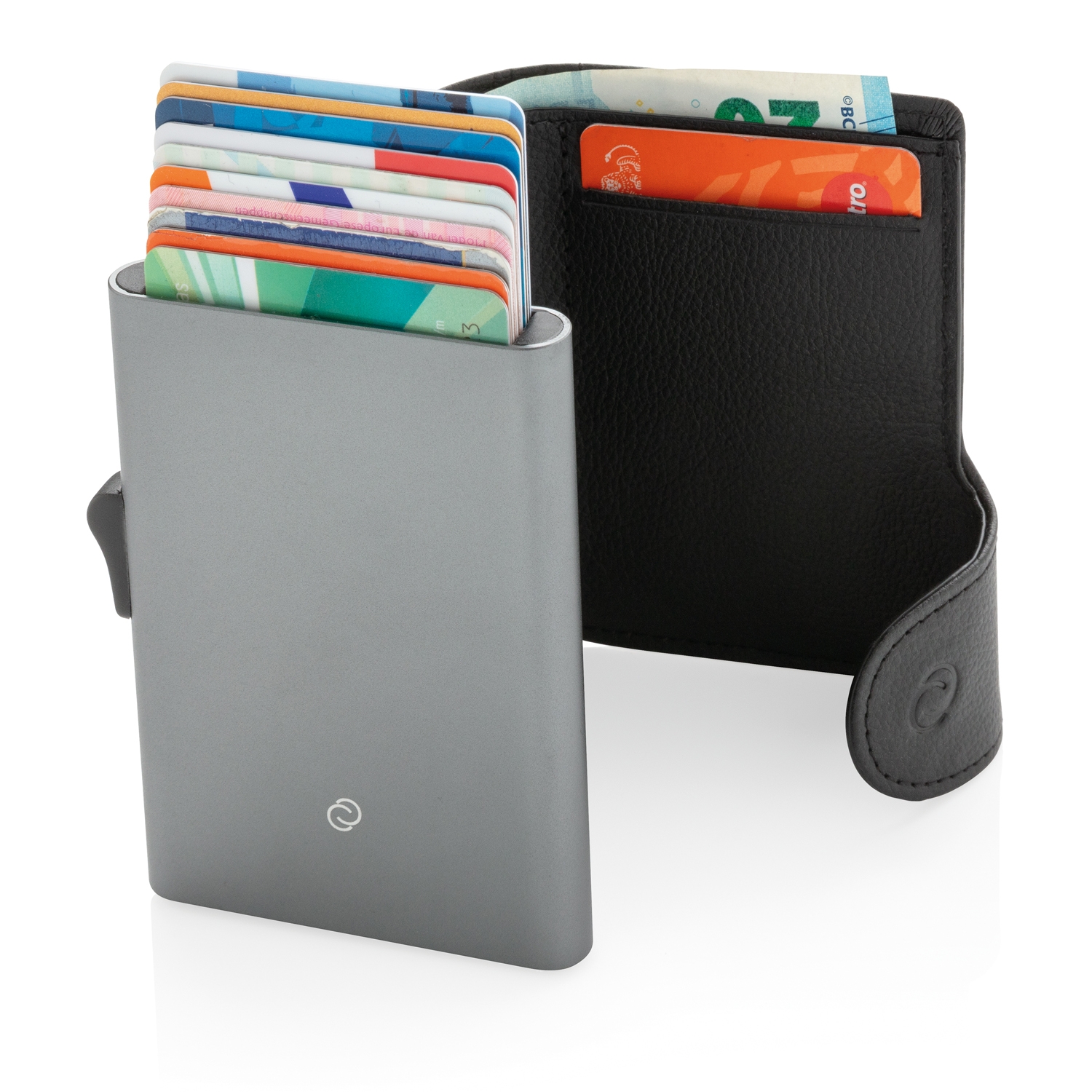 Кошелек XL с держателем для карт C-Secure RFID, черный, алюминий; polyurethane