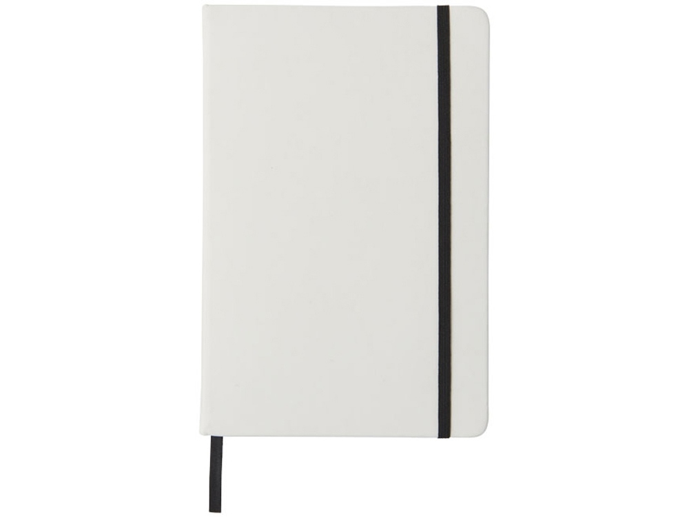Блокнот А5 «Spectrum» с белой обложкой и цветной резинкой, черный, белый, пвх