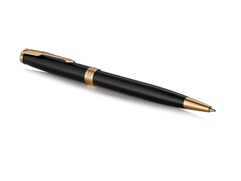 Ручка шариковая Parker «Sonnet Core Black Lacquer GT», черный, желтый, металл