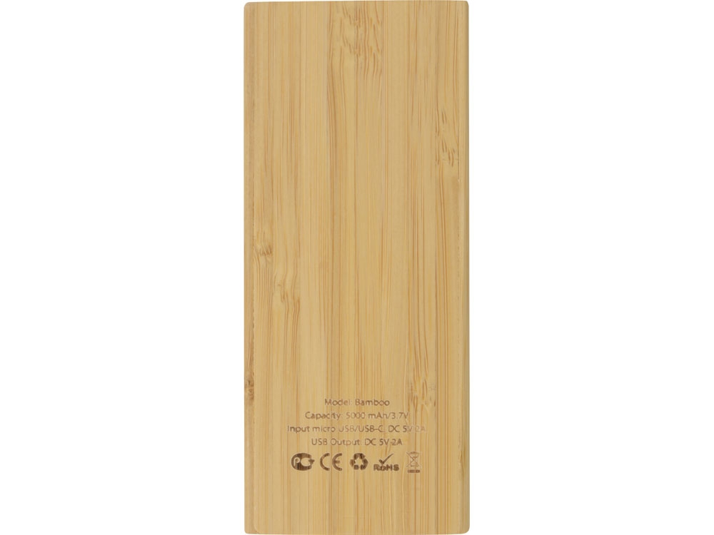 Внешний аккумулятор из бамбука «Bamboo», 5000 mAh, натуральный, бамбук