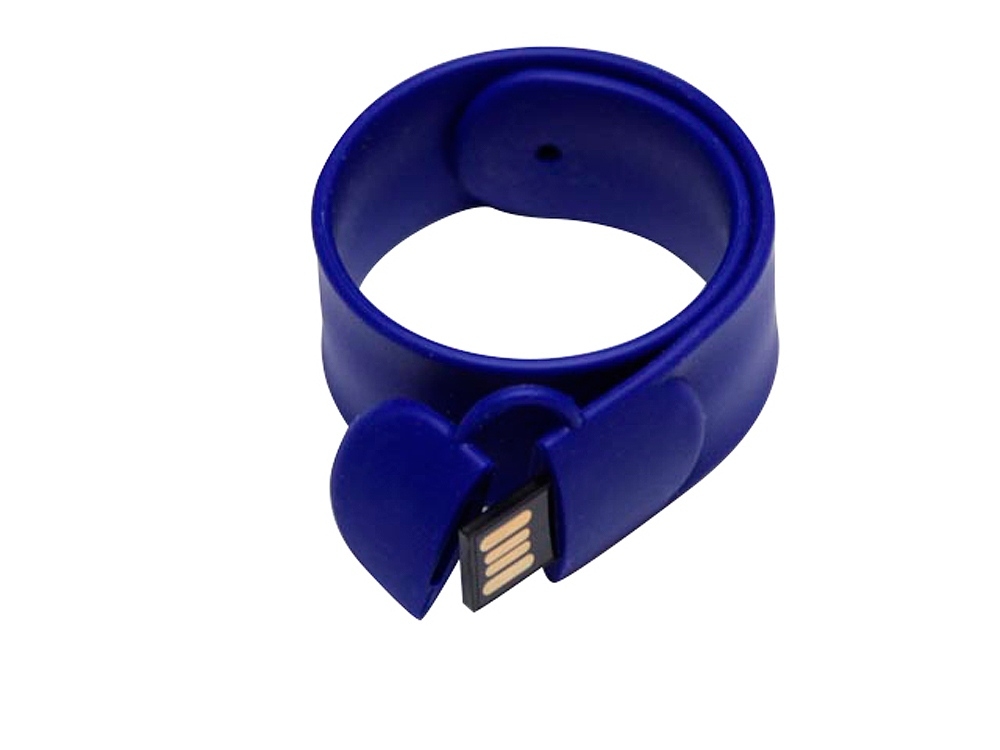 USB 2.0- флешка на 16 Гб в виде браслета, синий, силикон