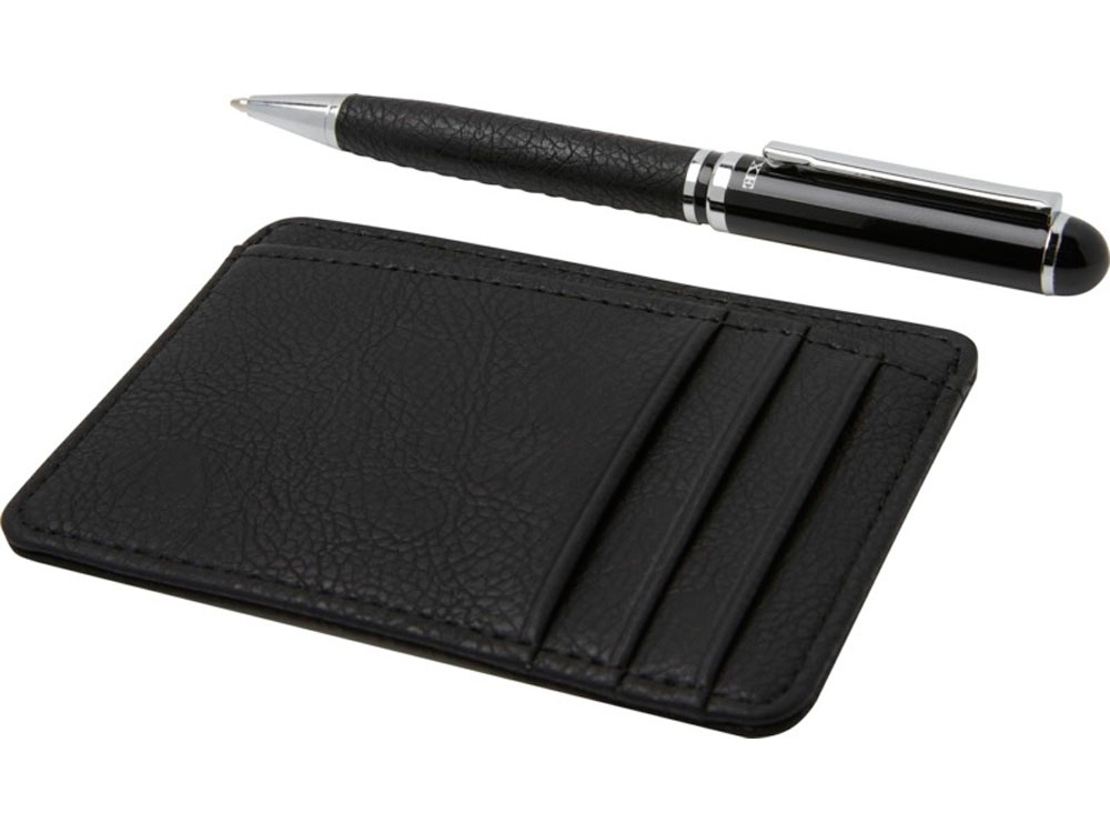 Подарочный набор «Encore»: шариковая ручка и бумажник, черный, металл