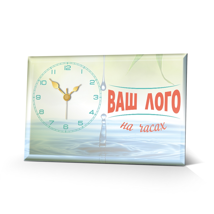 Настольные часы с подставкой с логотипом, фацет 5 мм, стекло марки м1 толщиной 4 мм
