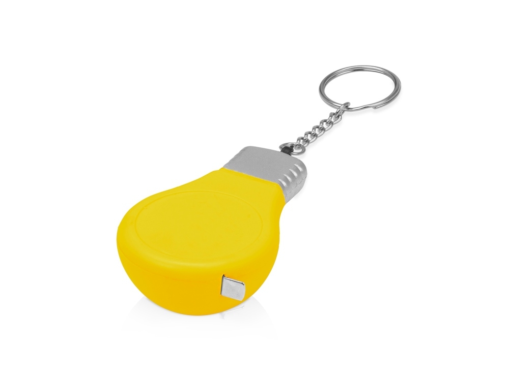Брелок-рулетка для ключей «Лампочка», 1м, желтый, серебристый, пластик, металл