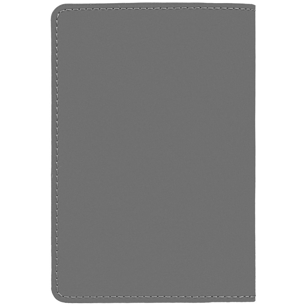 Обложка для паспорта Alaska, серая, серый, натуральная кожа; покрытие софт-тач