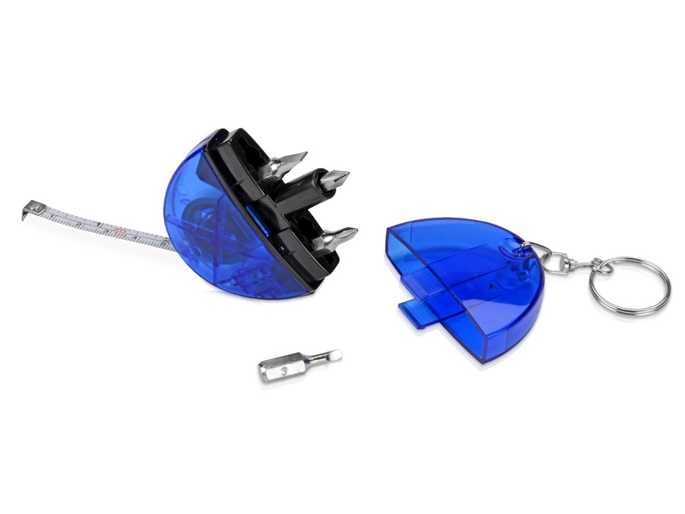 Брелок-рулетка «Кристалл», 1м, синий, пластик, металл