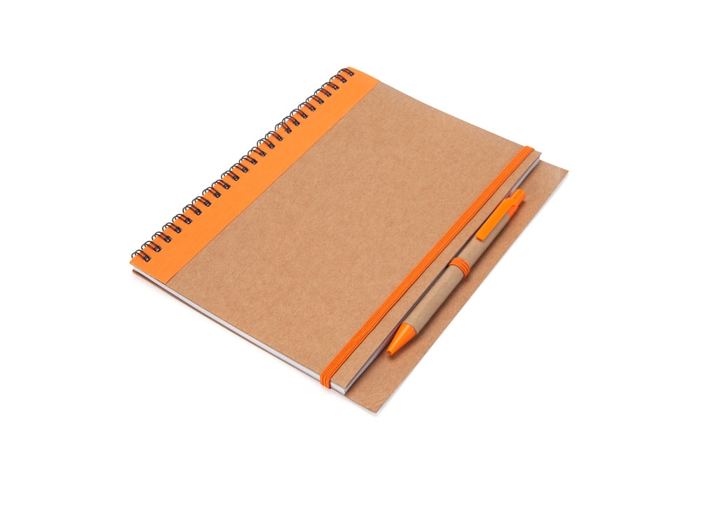 Блокнот А5+ ALANI с шариковой ручкой, оранжевый, бежевый