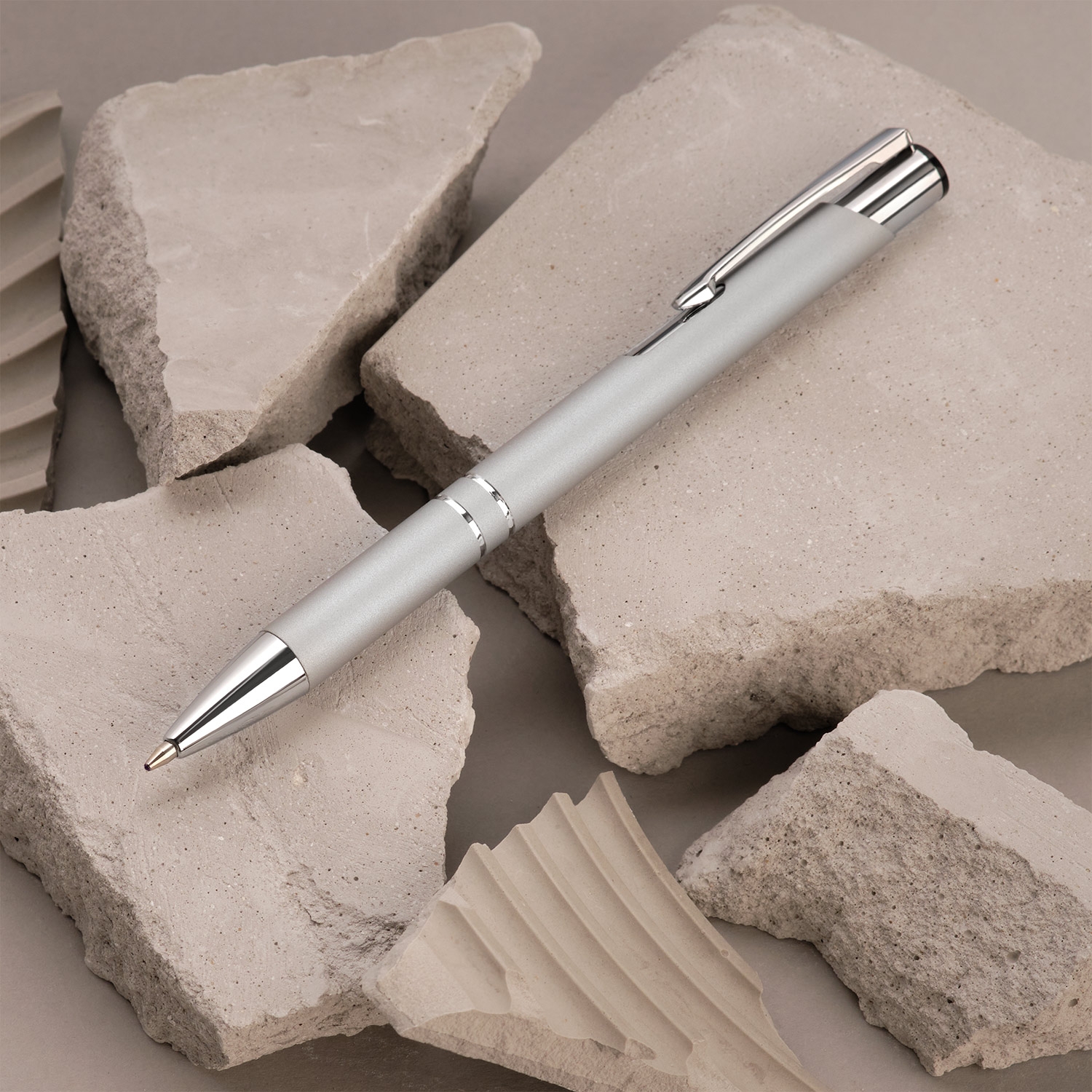 Шариковая ручка Alpha, серебряная, серебряный