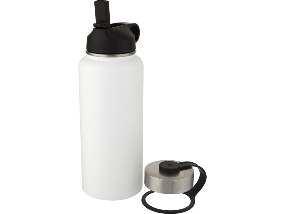 Бутылка спортивная «Supra» с вакуумной изоляцией и 2 крышками, белый, металл