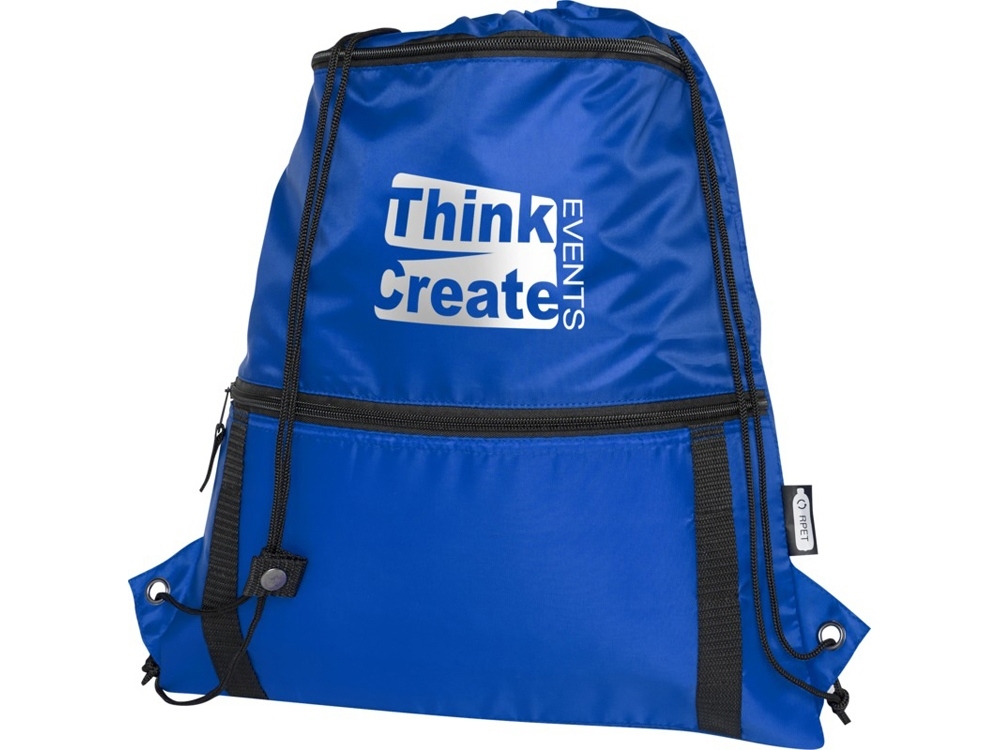 Изолированная сумка со шнурком «Adventure» из переработанных материалов, синий, полиэстер