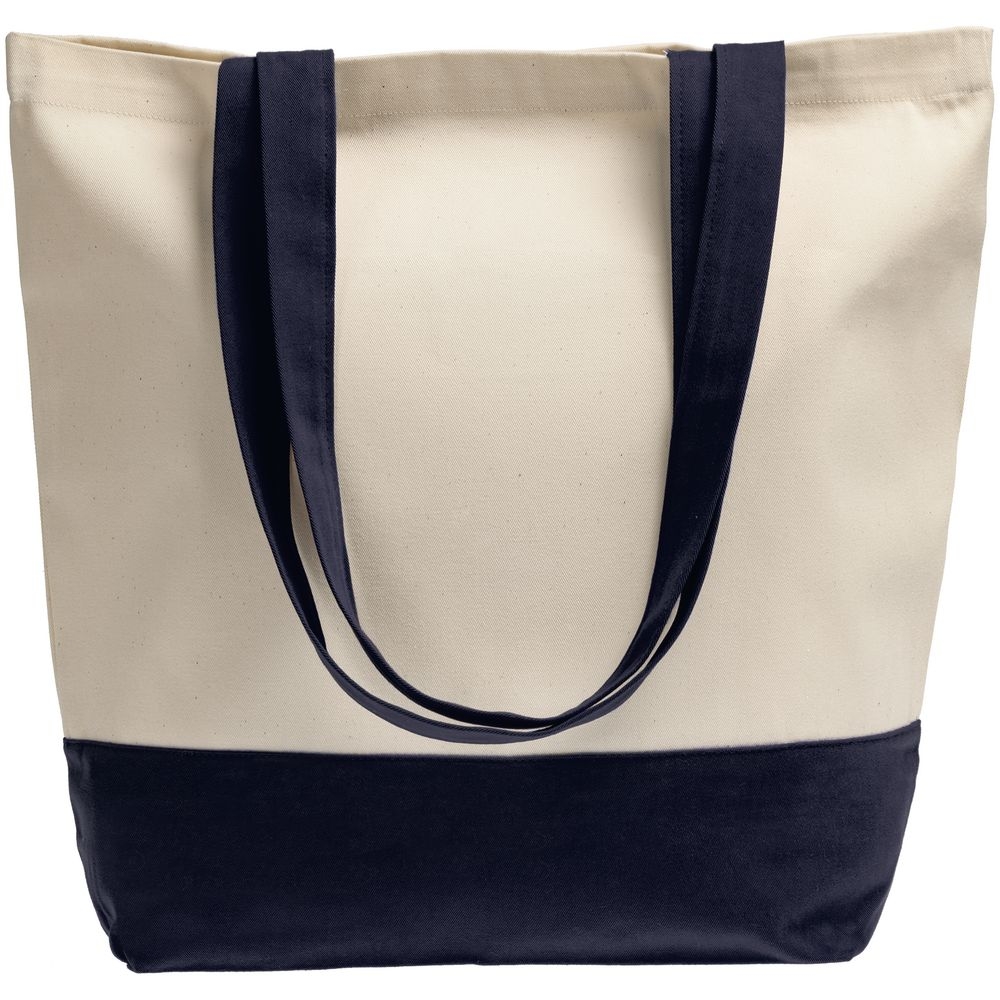 Холщовая сумка Shopaholic, темно-синяя, синий, хлопок