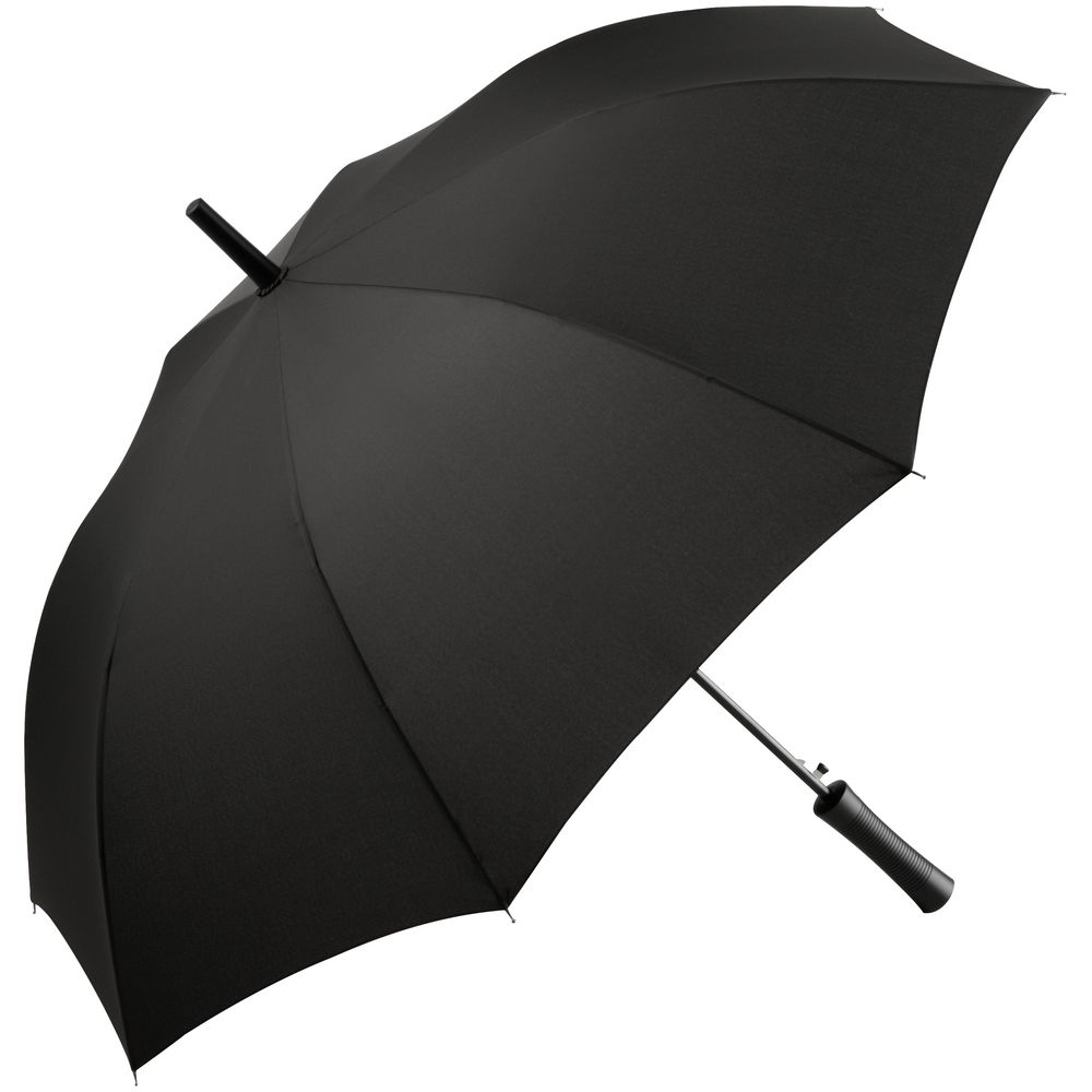 Зонт-трость Lanzer, черный, черный, оцинкованная сталь, купол - эпонж; ручка - пластик; каркас - стеклопластик