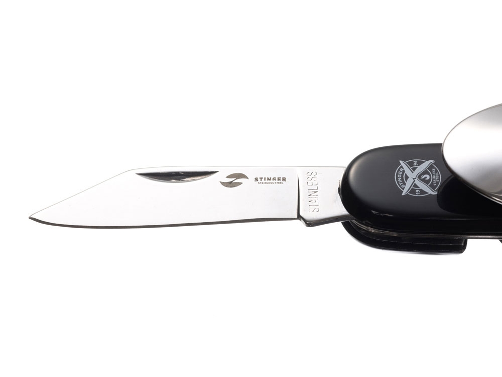 Нож перочинный, 109 мм, 8 функций, черный, серебристый, пластик, металл