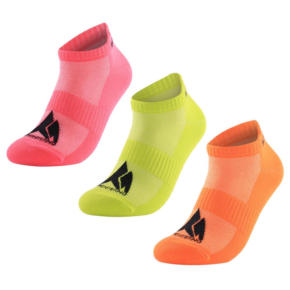 Набор из 3 пар спортивных носков Monterno Sport, розовый, зеленый и оранжевый, зеленый, оранжевый, розовый, хлопок