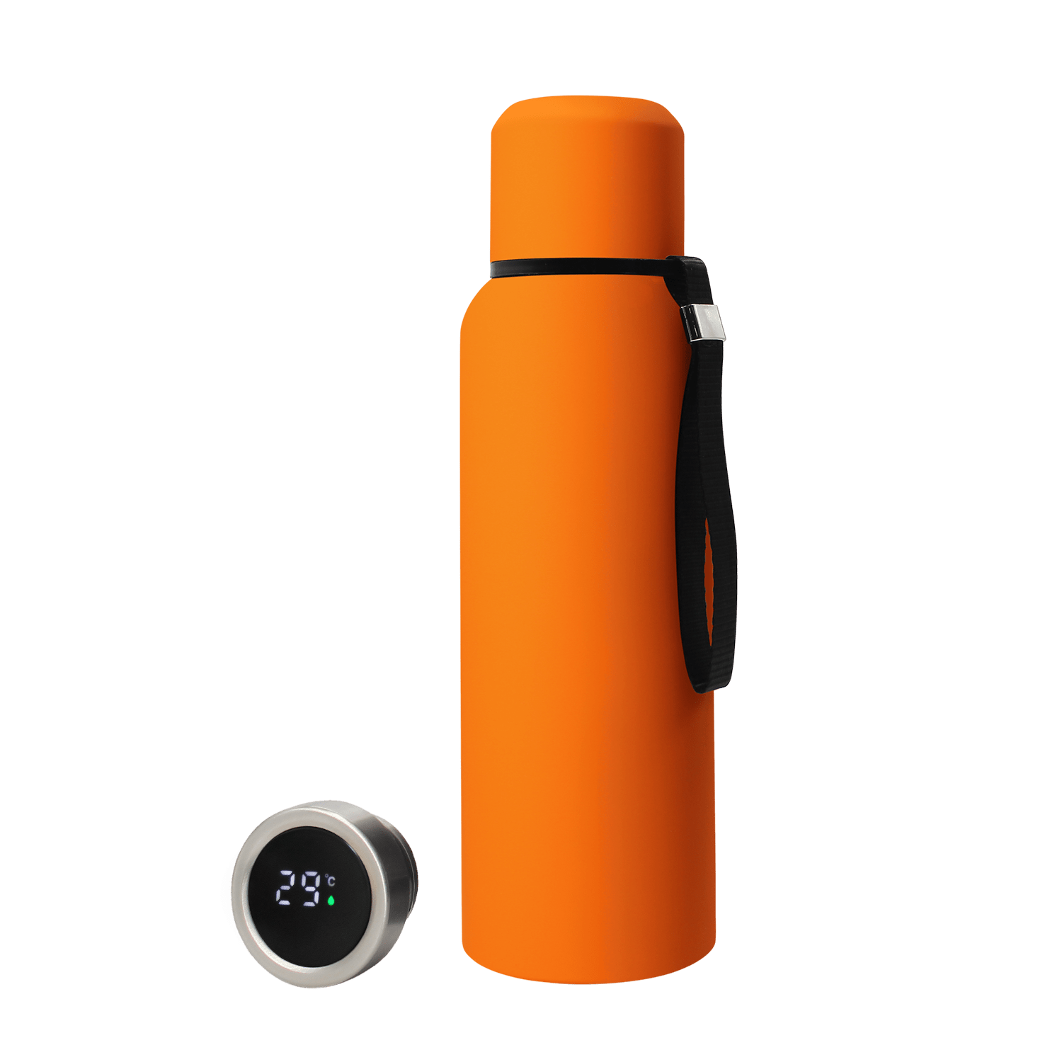 Термос S-travel New софт-тач с датчиком температуры 750 мл (оранжевый), оранжевый, металл, soft touch