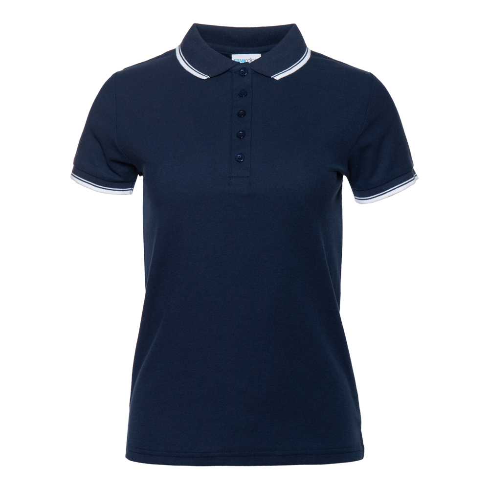 Рубашка поло женская STAN с окантовкой хлопок/полиэстер 185, 04BK, Т-синий, 185 гр/м2, хлопок