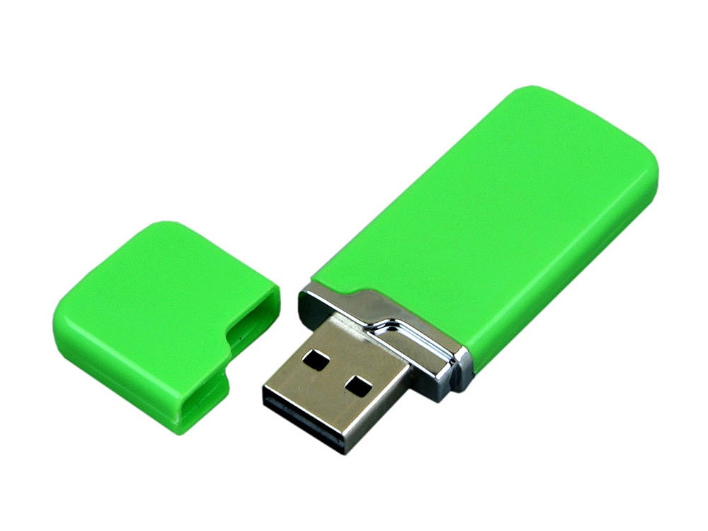 USB 2.0- флешка на 8 Гб с оригинальным колпачком, зеленый, пластик