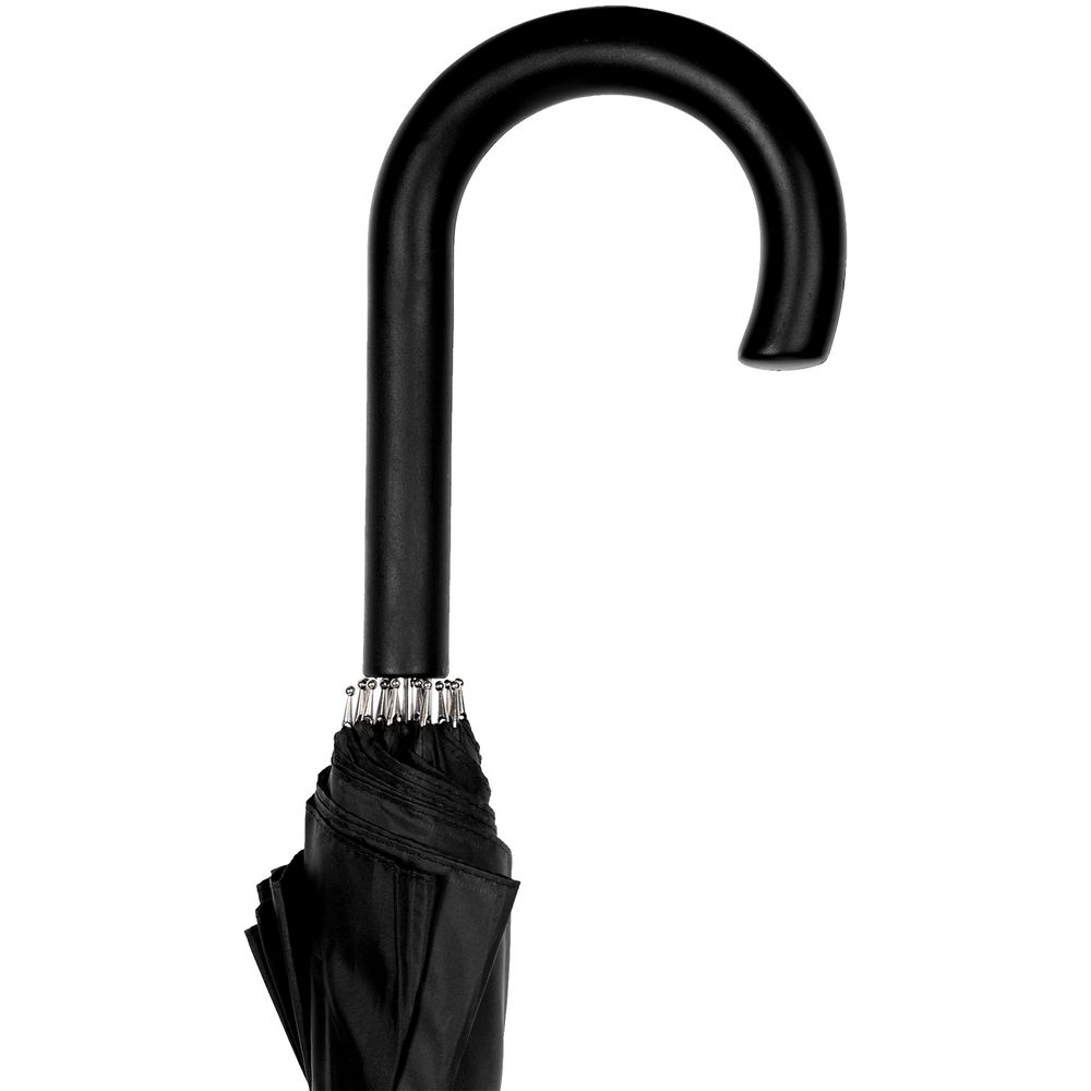 Зонт-трость Hit Golf, черный, черный, купол - эпонж; каркас - сталь; ручка - пластик