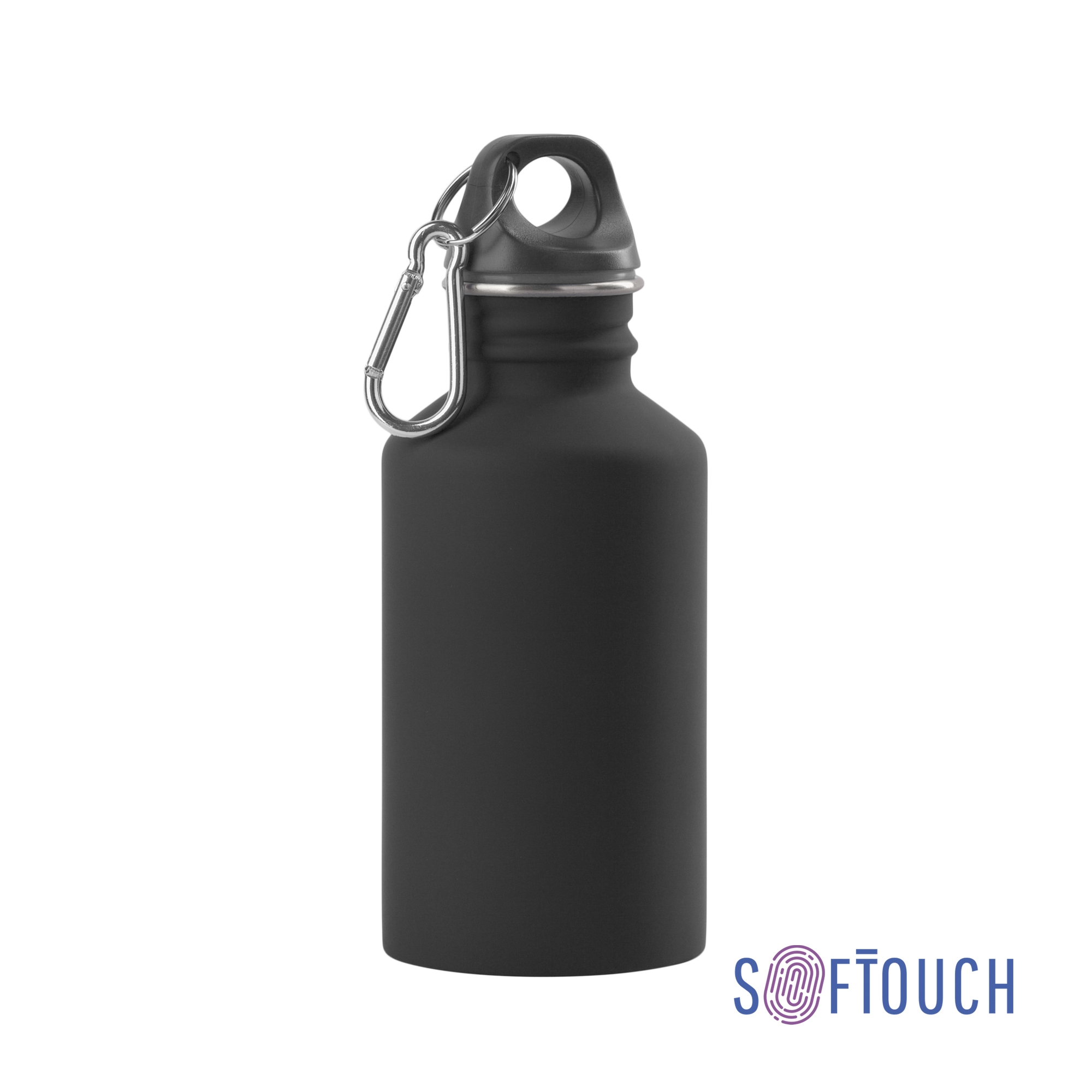 Бутылка для воды "Финиш", покрытие soft touch 500 мл, черный, нержавеющая сталь/soft touch/пластик