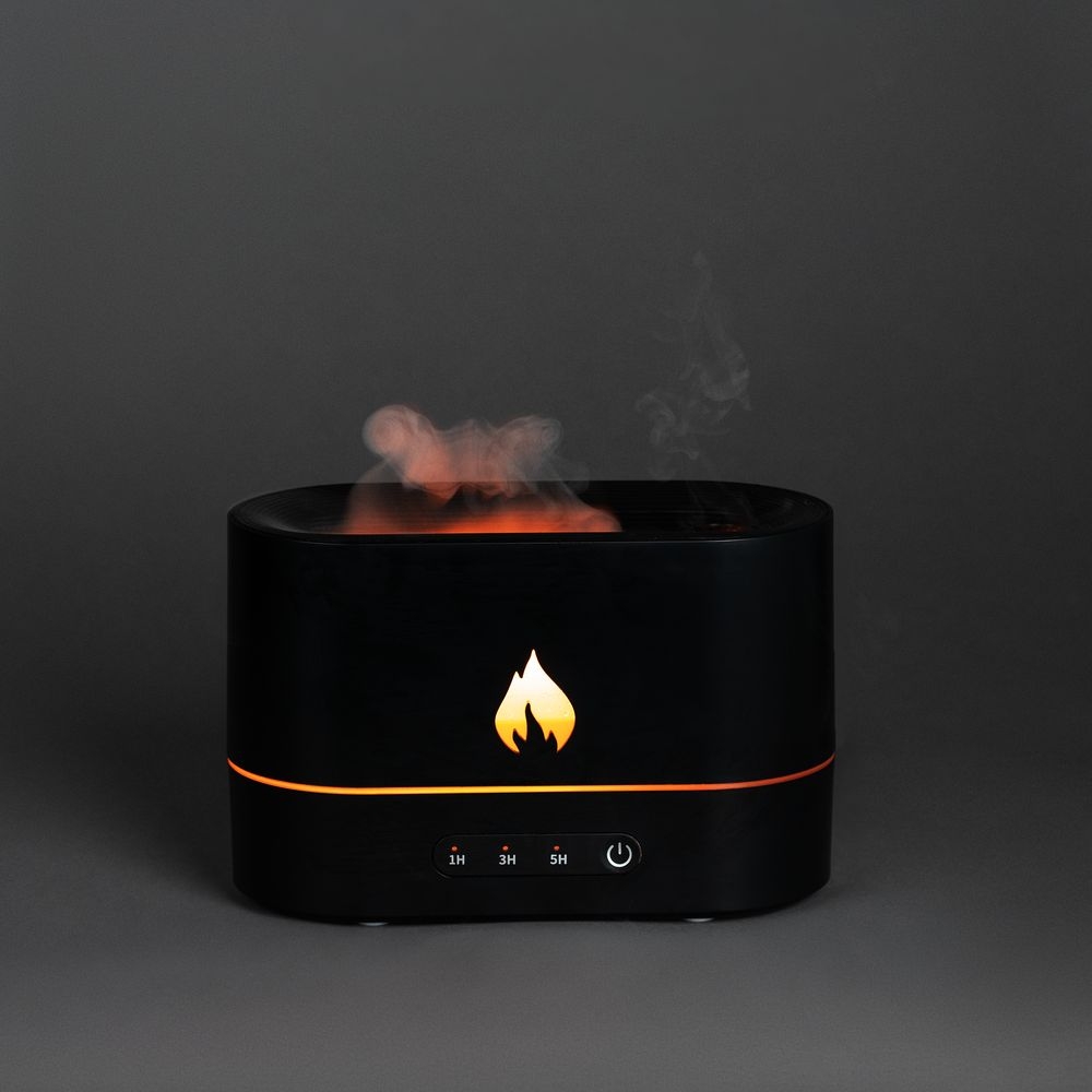 Увлажнитель-ароматизатор с имитацией пламени Fuego, черный, черный