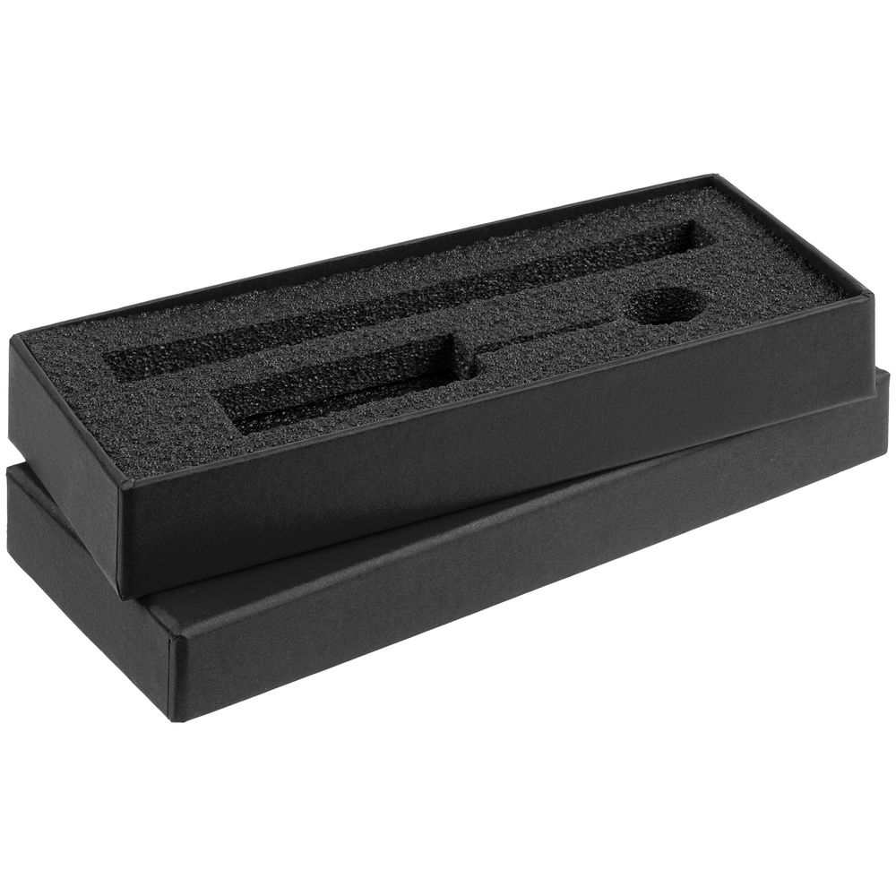 Коробка Notes с ложементом для ручки и флешки, черная, черный, картон
