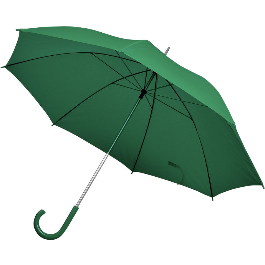 Зонт-трость с пластиковой ручкой, механический; зеленый; D=103 см; 100% полиэстер 190 T, зеленый, 100% полиэстер, плотность 190 г/м2